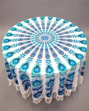 Boho Mandala Tapestry Table cloth wall cover beach Round blanket by OMSutra