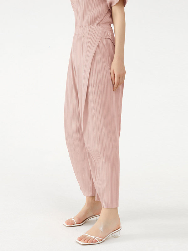 Urban Loose Pleated Wide Leg Elasticity Harem Pants by migunica