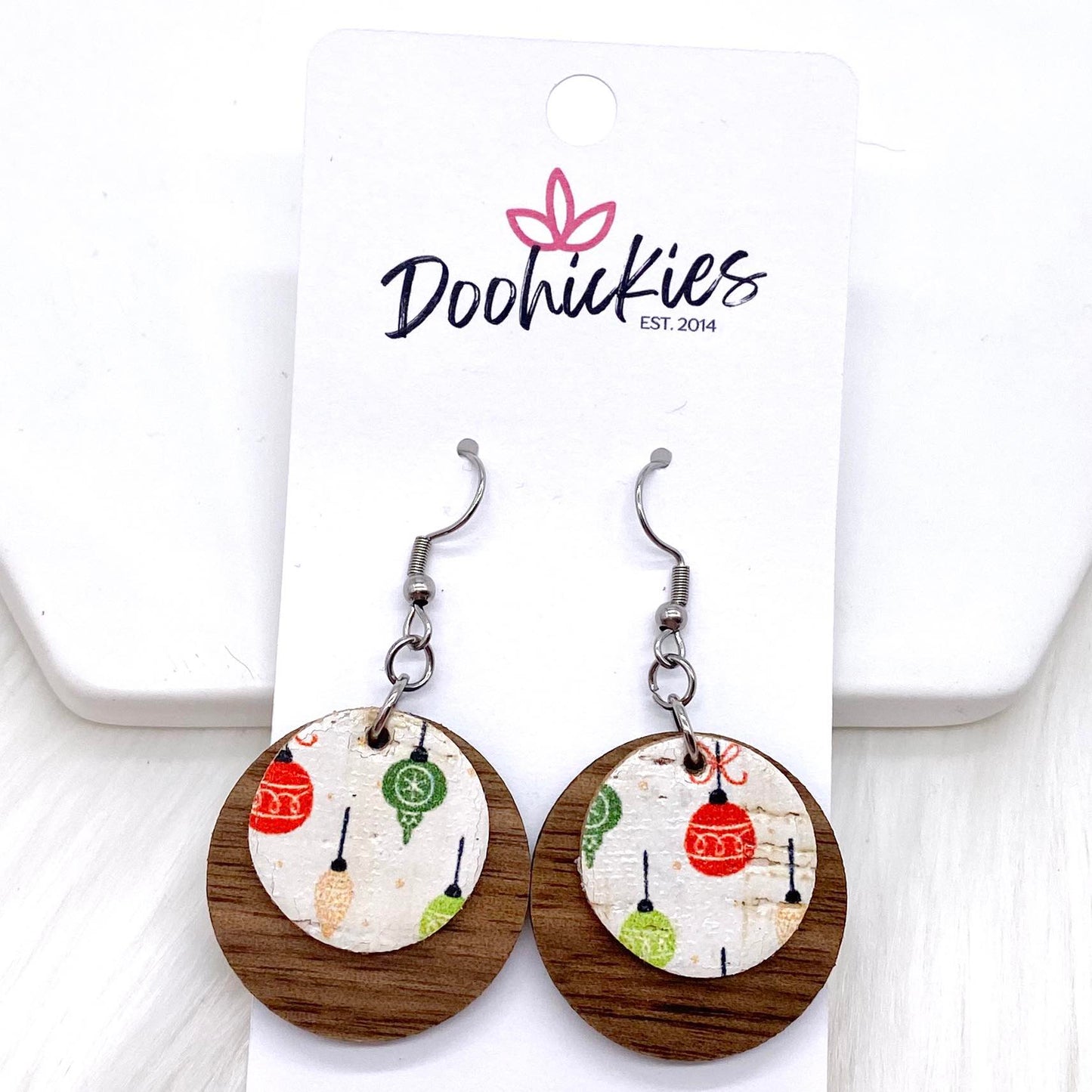 1.25" Vintage Christmas Ellas -Christmas Earrings by Doohickies Wholesale