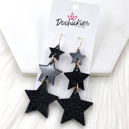 3.25" Lucky Star Waterfall Drops -New Years Acrylic Earrings by Doohickies Wholesale