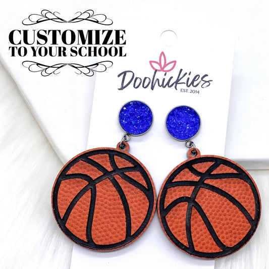 2.25" Engraved Basketball Dangles -Sports Earrings by Doohickies Wholesale