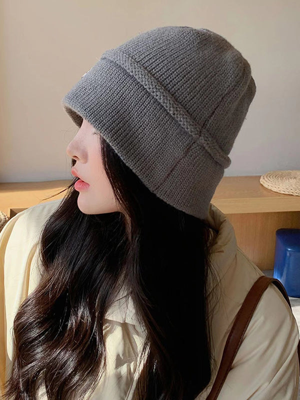 Solid Color Split-Joint Knitted Hats by migunica