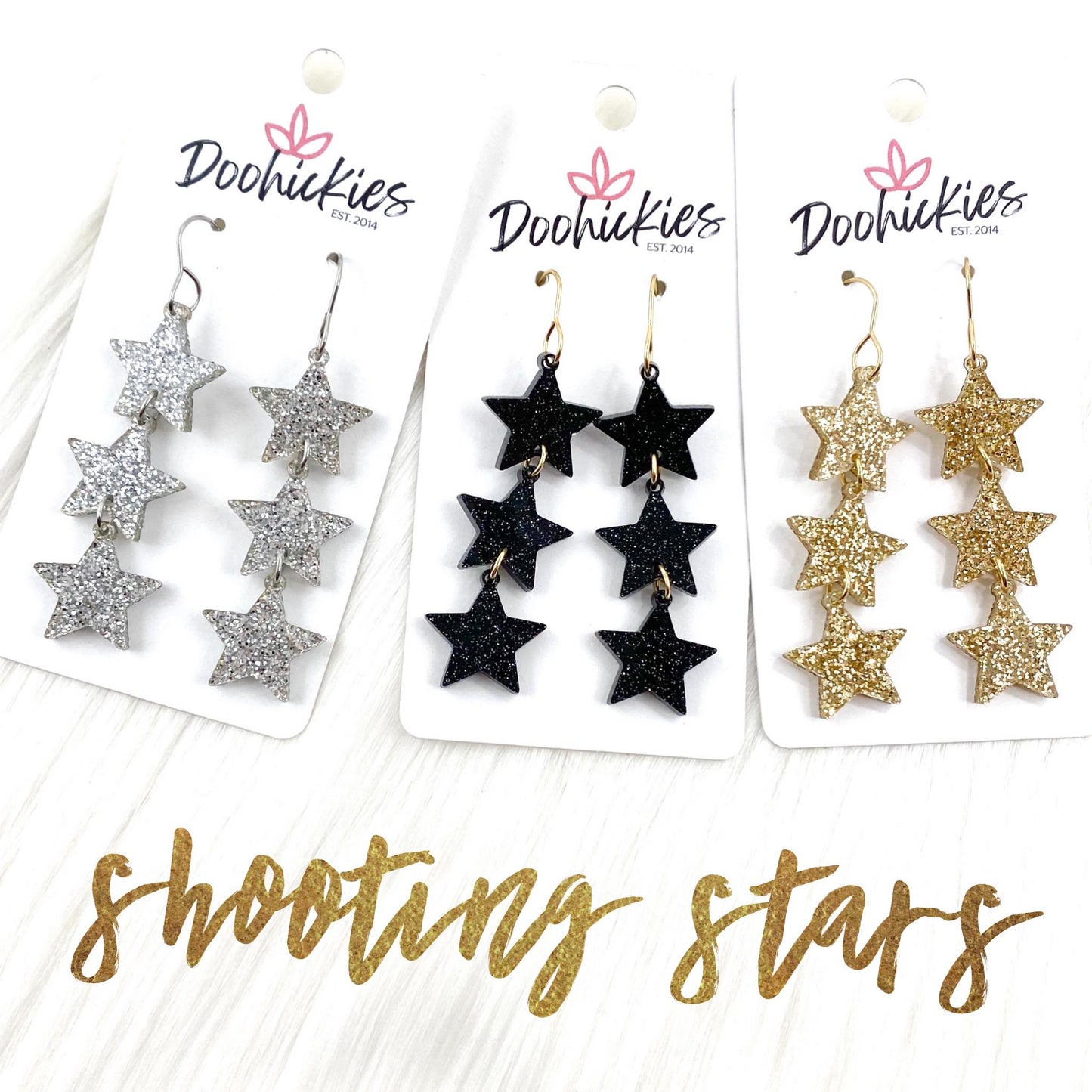 2.75" Shooting Star Drops -New Years Acrylic Earrings by Doohickies Wholesale