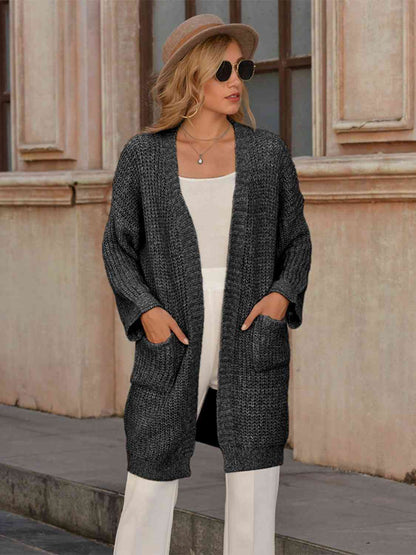 Open Front Long Sleeve Cardigan with Pockets by BlakWardrob