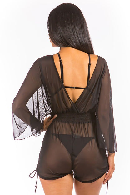 Relaxing light see through cover up romper