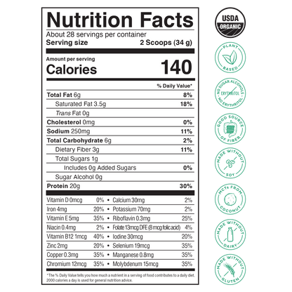 KOS Organic Plant Protein, Unflavored & Unsweetened, 28 Servings by KOS.com