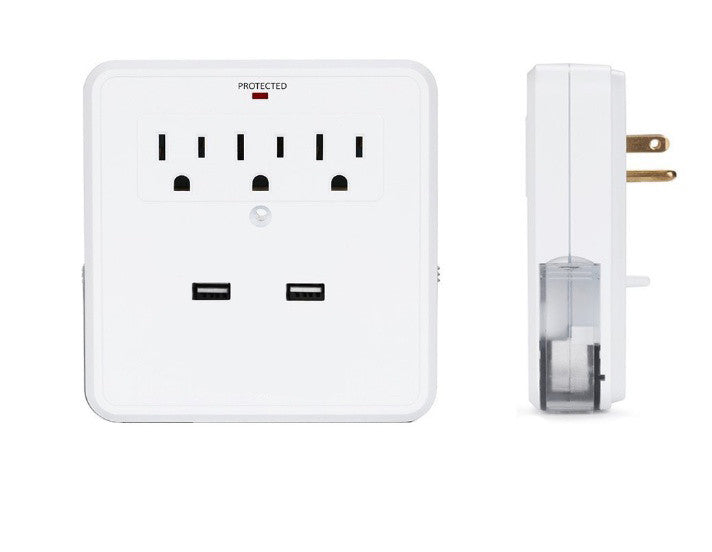 NEW! Classic Combo Wall Adapter W/3 AC Outlets W/Surge Protection And Dual USB Ports To Charge Your Gadgets by VistaShops