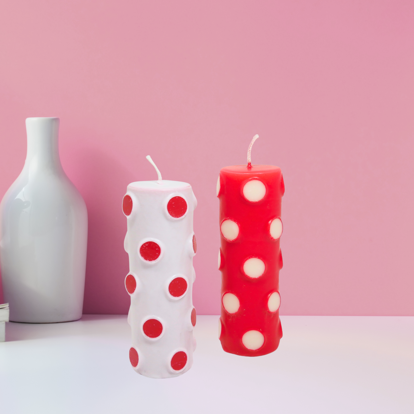 Polka Dotted Pillar Candle by Made By Humans