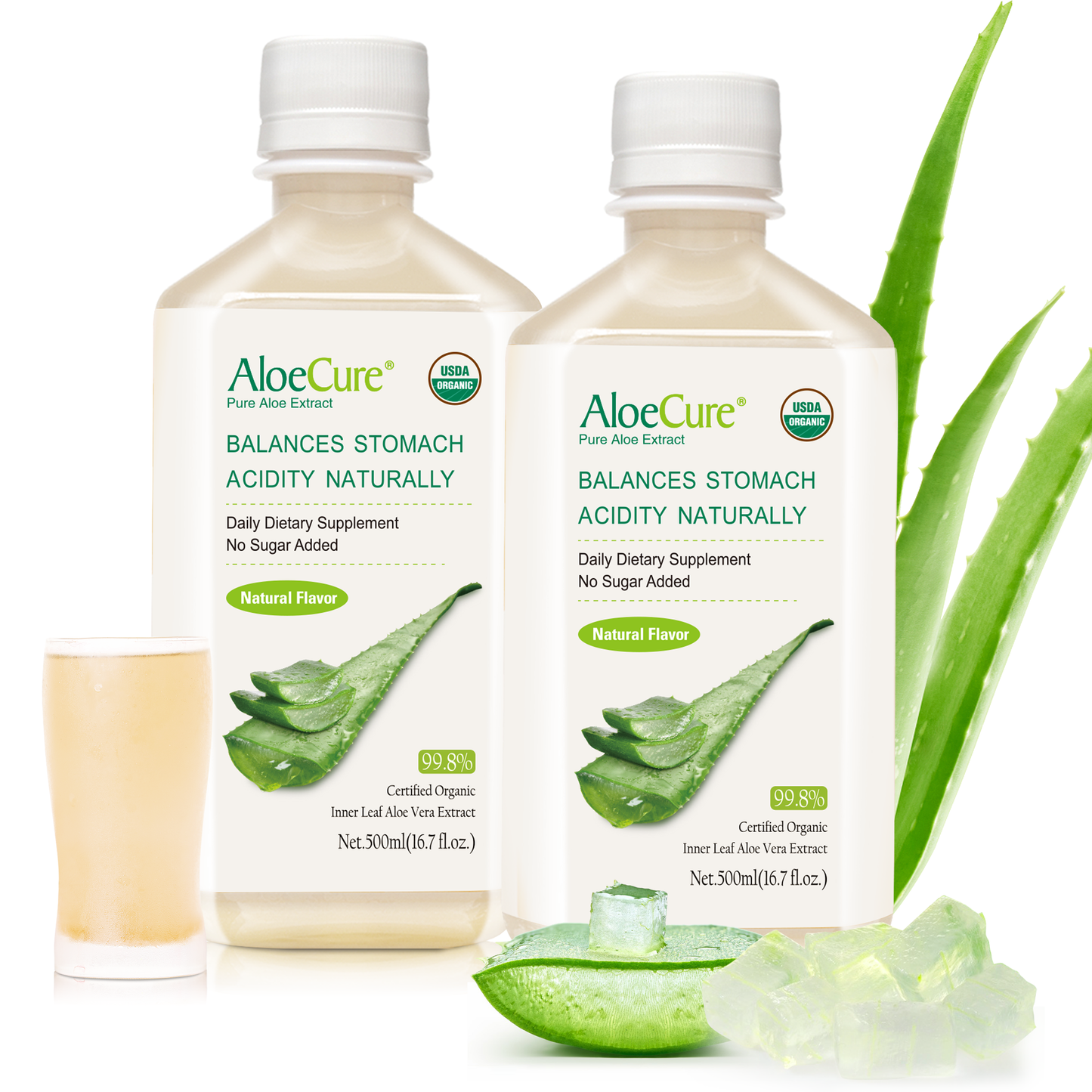 Pure Aloe Vera Juice Natural Flavor - USDA Certified Organic by AloeCure