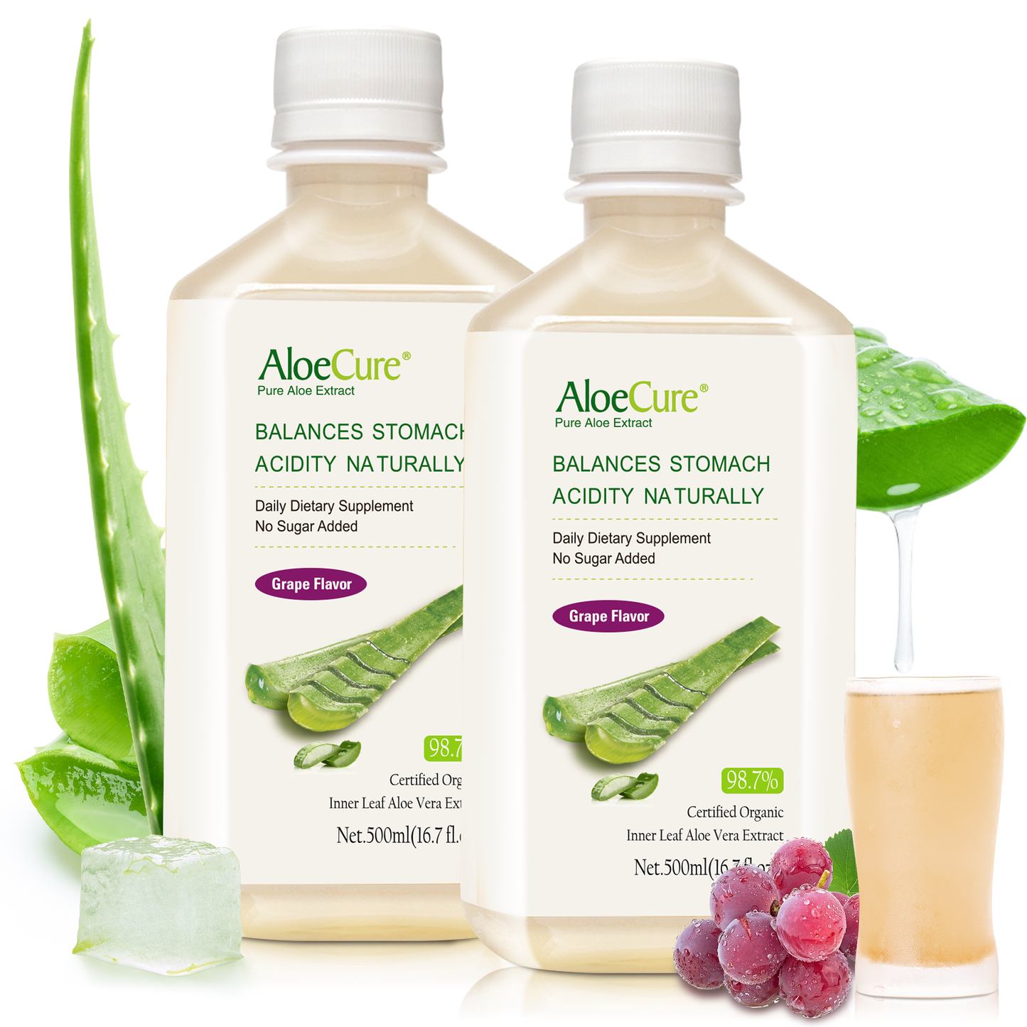 Pure Aloe Vera Juice Grape Flavor by AloeCure