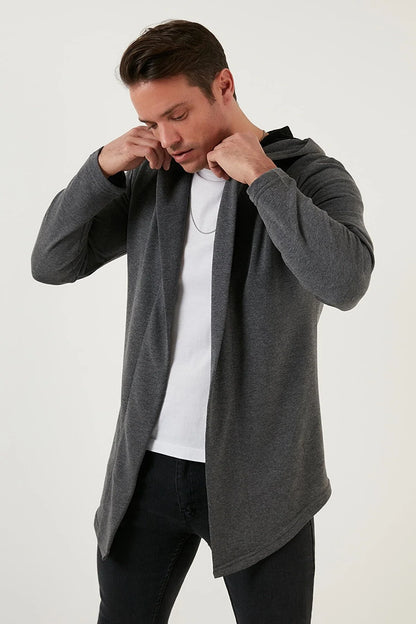 Slim Fit Cotton Hooded Knitted Cardigan by BlakWardrob