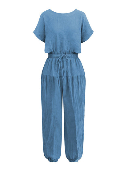 Original Solid Color Loose Pleated Jumpsuits by migunica