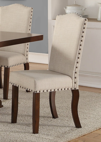 Classic Cream Upholstered Cushion Chairs Set of 2pc Dining Chair Nailheads Solid wood Legs Dining Room