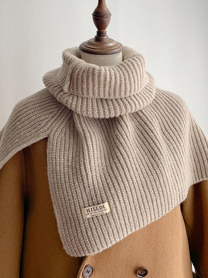 Winter Knitting Solid Color High-Neck Shawl&Scarf by migunica