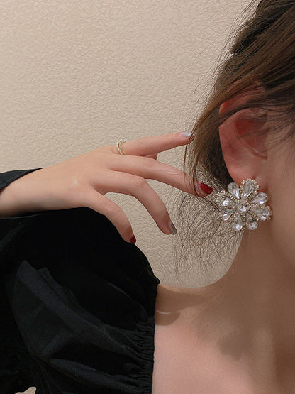 Urban Rhinestone Floral Earrings Accessories by migunica