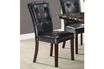 Modern Parson Chairs Black Faux Leather Tufted Set of 2 Side Chairs Dining Seatings