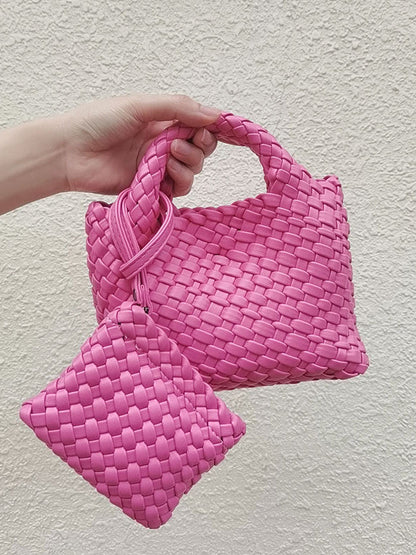 Solid Color Woven Bags Crossbody Bags Handbags by migunica