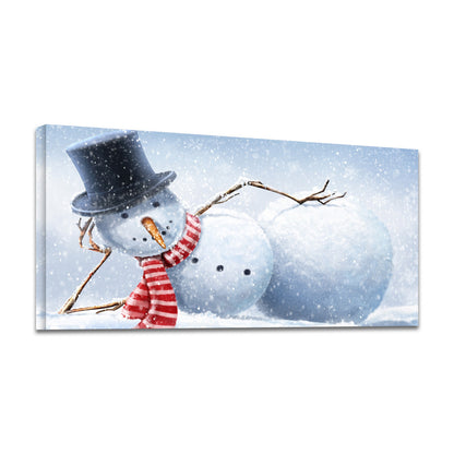 Framed Canvas Wall Art Decor Painting For Chrismas, Cute Lying Snowman Painting For Chrismas Gift, Decoration For Chrismas Eve Office Living Room, Bedroom Decor-Ready To Hang