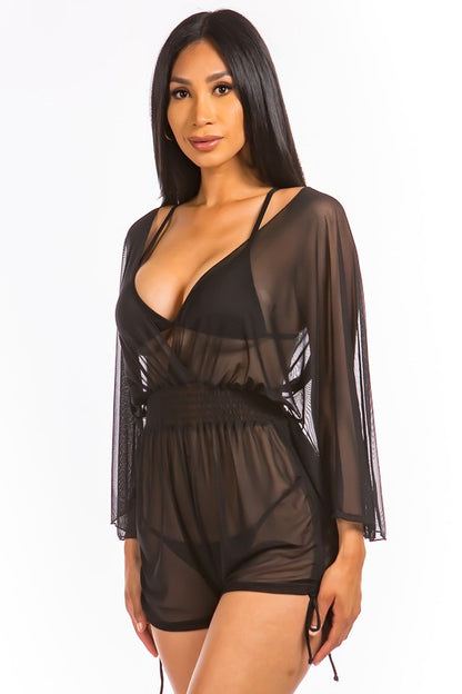 Relaxing light see through cover up romper