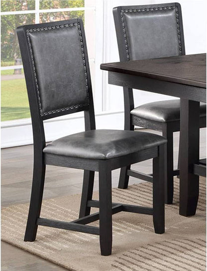 Classic Kitchen Dining Room Set of 2 Side Chairs PU foam upholstered Seat Back Side Chairs Grey Finish Modern Breakfast Chairs