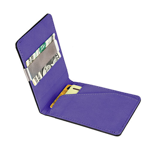 Unisex PU Leather Wallet RFID Blocking Slim Bifold Credit Card Holder with Money Clip - Purple by VYSN