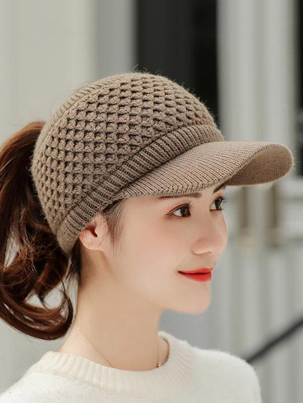 Original Solid Warm Hole Knitting Hat by migunica