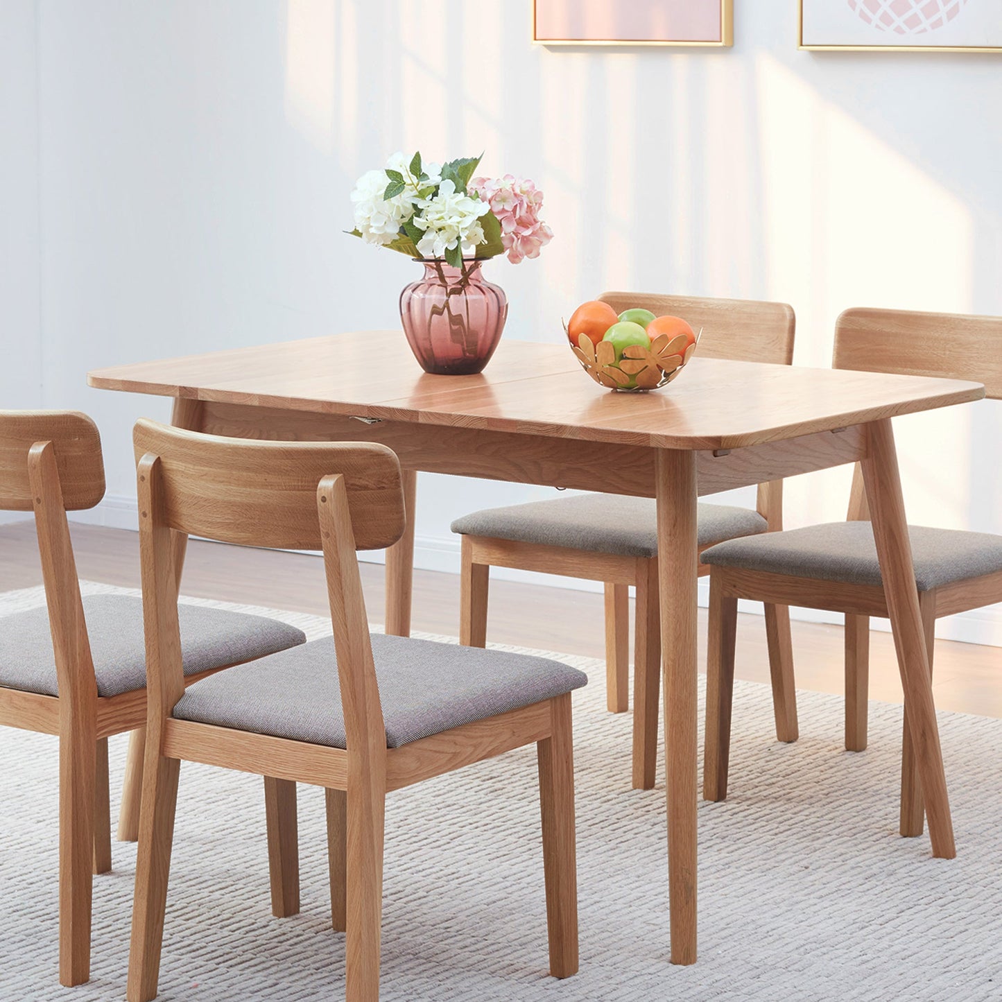 Natural Solid Oak Round Corner Dining Table by Blak Hom