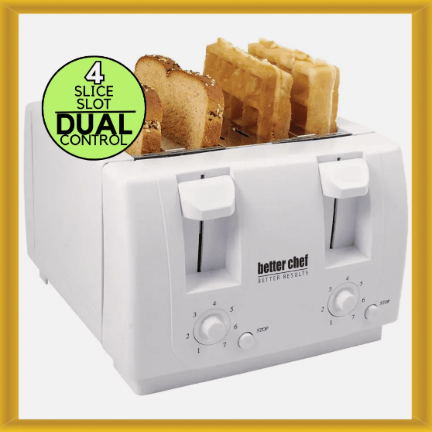 Better Chef Wide Slot 4-Slice Dual Control Toaster by Jupiter Gear Home