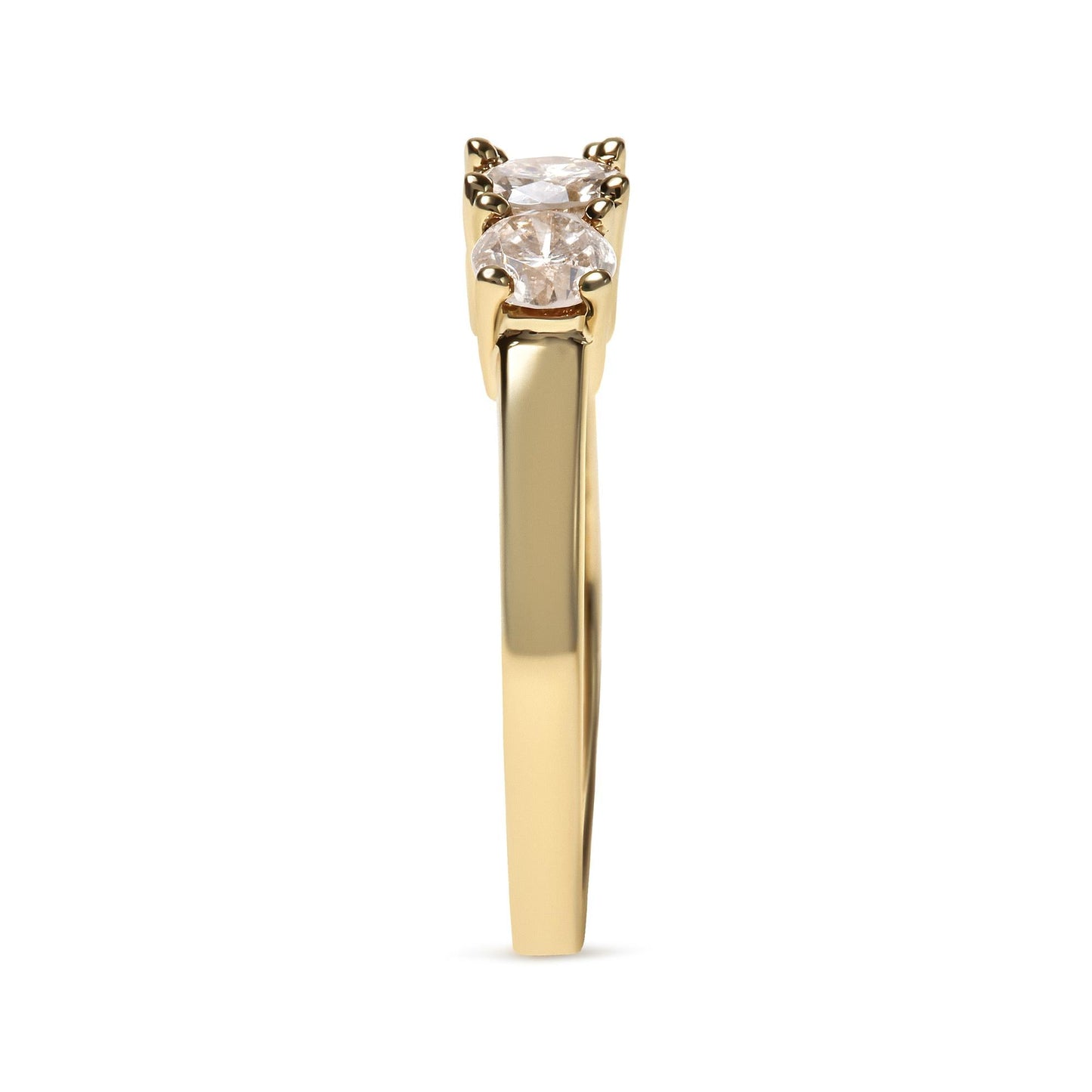 10K Yellow Gold 1.00 Cttw Champagne Diamond 3-Stone Band Ring (J-K Color, I1-I2 Clarity) by Infinite Jewels