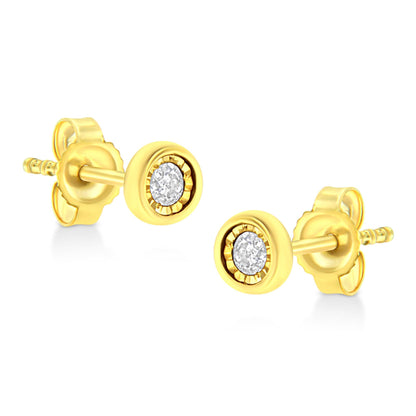 10K Yellow Gold Plated .925 Sterling Silver 1/10 Cttw Miracle-Set Diamond Stud Earrings - Choice of Shapes by Infinite Jewels