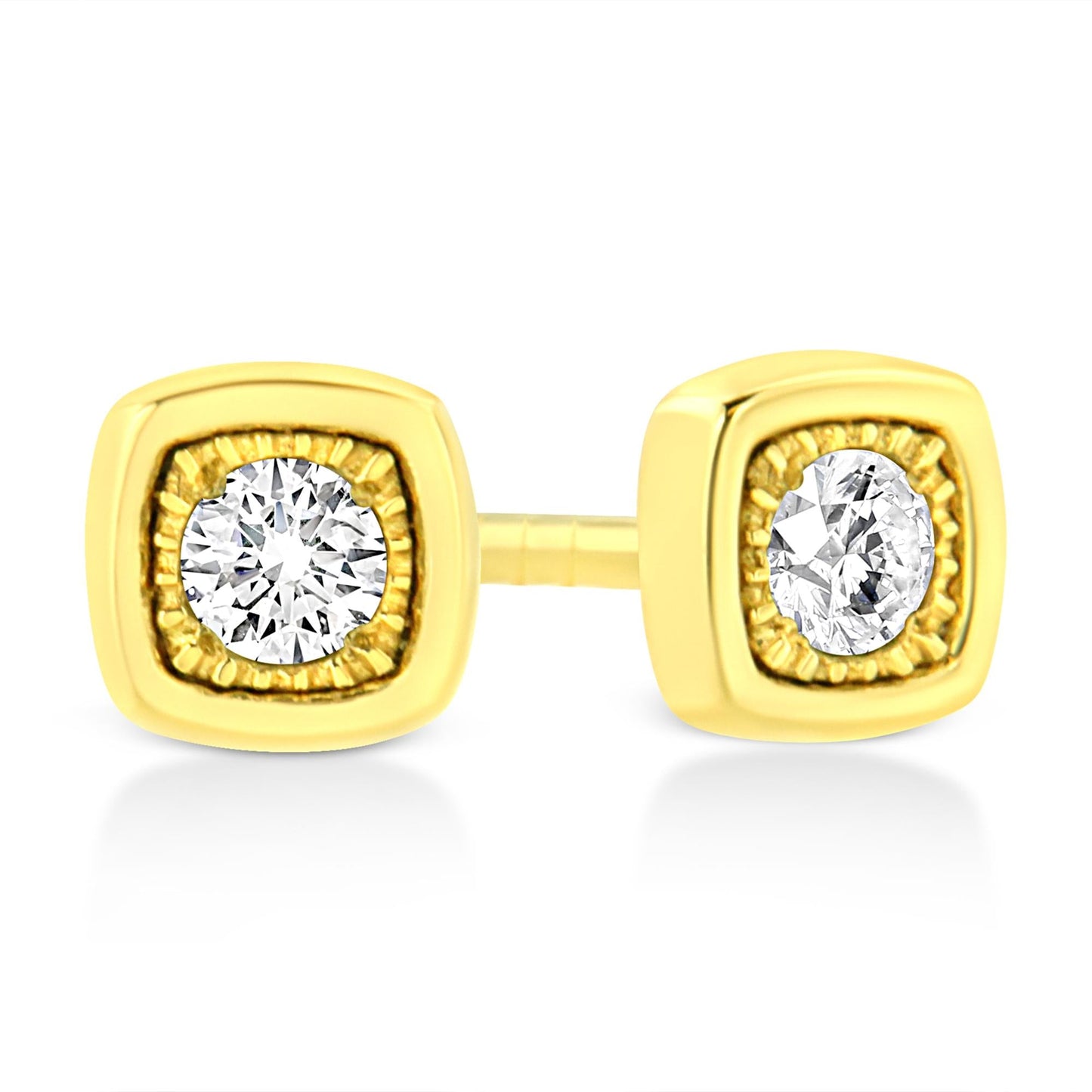 10K Yellow Gold Plated .925 Sterling Silver 1/10 Cttw Miracle-Set Diamond Stud Earrings - Choice of Shapes by Infinite Jewels