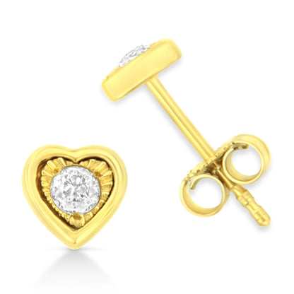 10K Yellow Gold Plated .925 Sterling Silver 1/10 Cttw Miracle-Set Diamond Stud Earrings - Choice of Shapes by Infinite Jewels