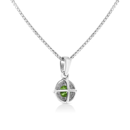 .925 Sterling Silver Treated Color Diamond Solitaire 18" Milgrain Pendant Necklace by Infinite Jewels