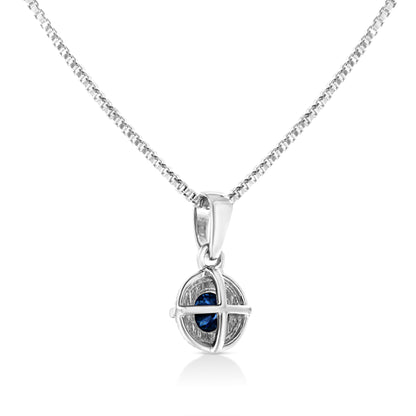 .925 Sterling Silver Treated Color Diamond Solitaire 18" Milgrain Pendant Necklace by Infinite Jewels