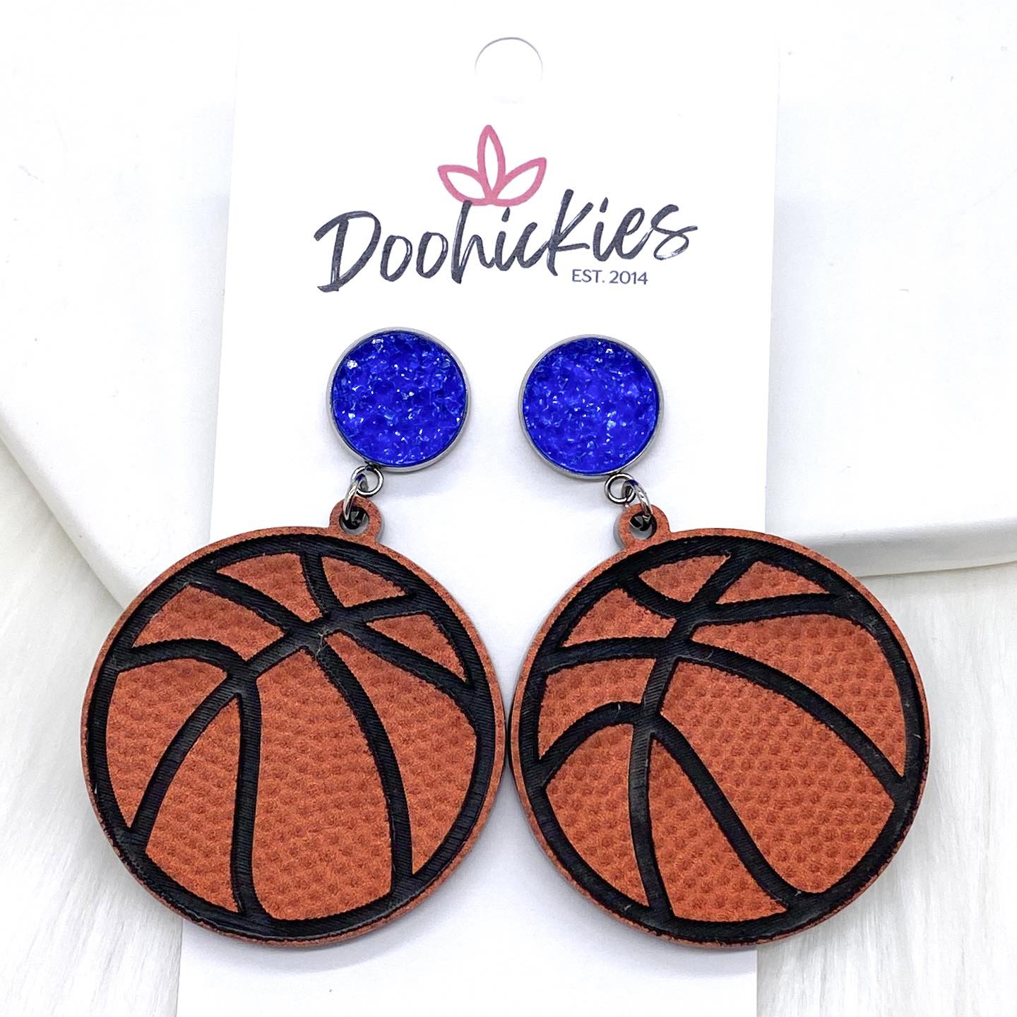 2.25" Engraved Basketball Dangles -Sports Earrings by Doohickies Wholesale