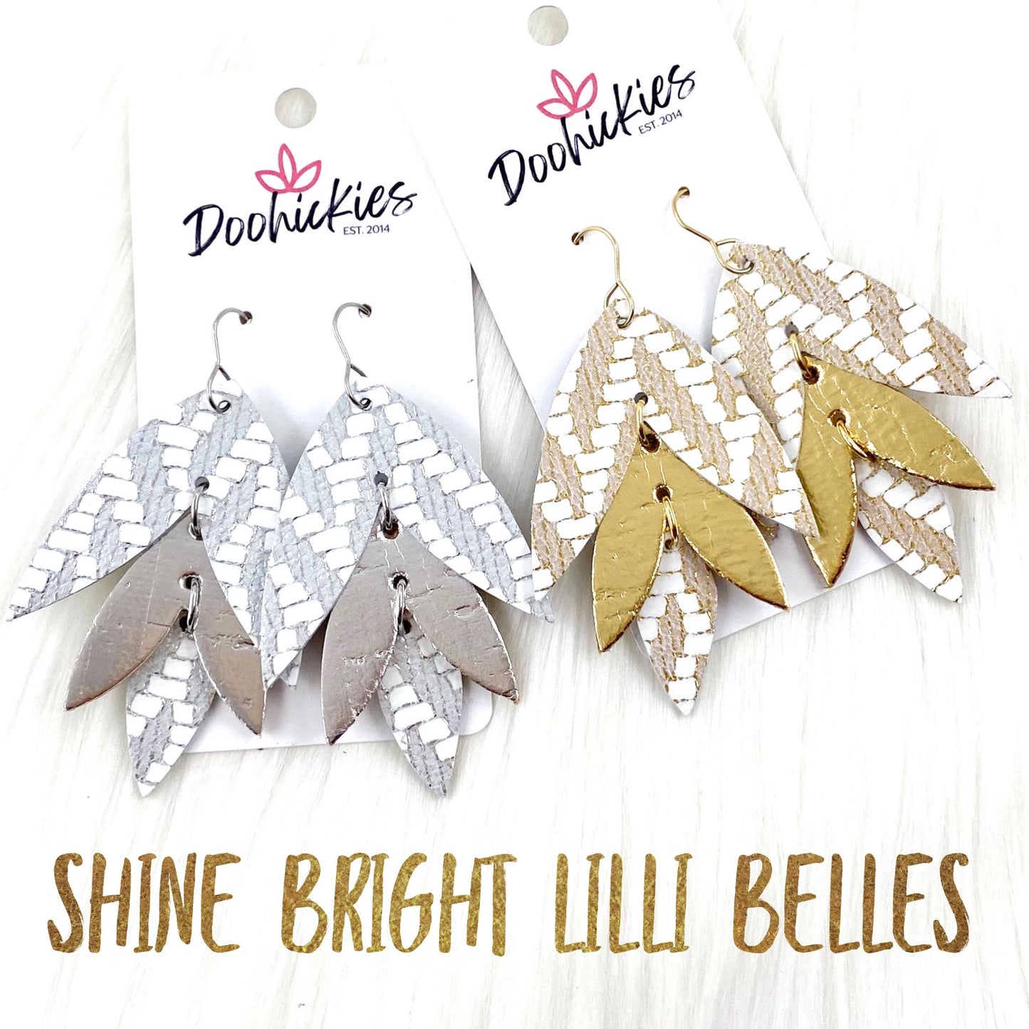 3" Shine Bright Lilli Belles - Leather Earrings by Doohickies Wholesale