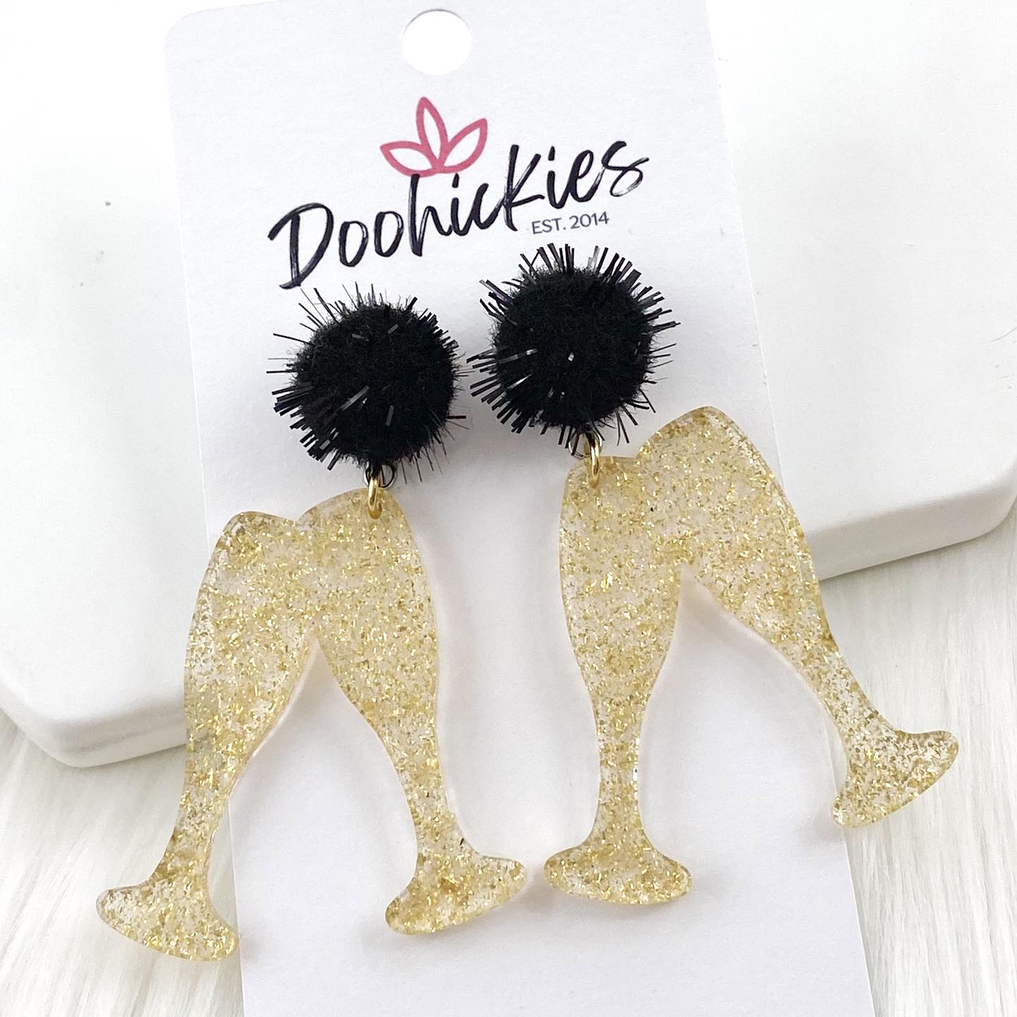 2" Cheers to the New year Acrylic Earrings by Doohickies Wholesale