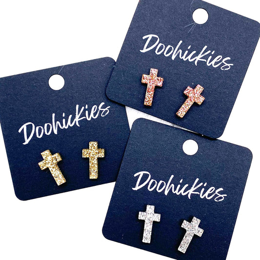 16mm Glitter Cross Singles by Doohickies Wholesale