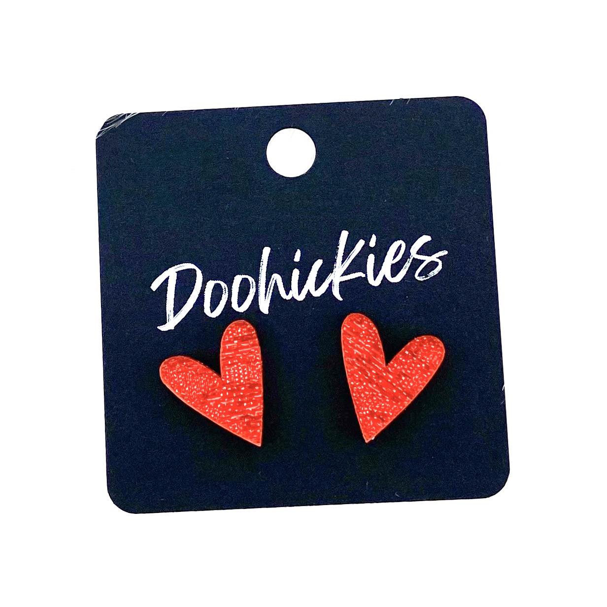 16mm Saffiano Hearts -Valentine's Earrings by Doohickies Wholesale