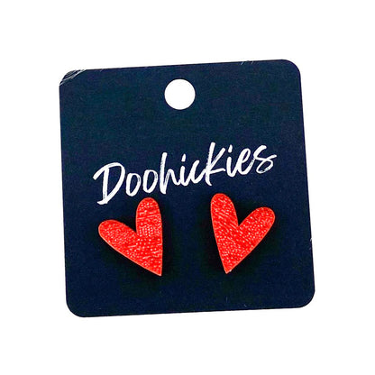 16mm Saffiano Hearts -Valentine's Earrings by Doohickies Wholesale