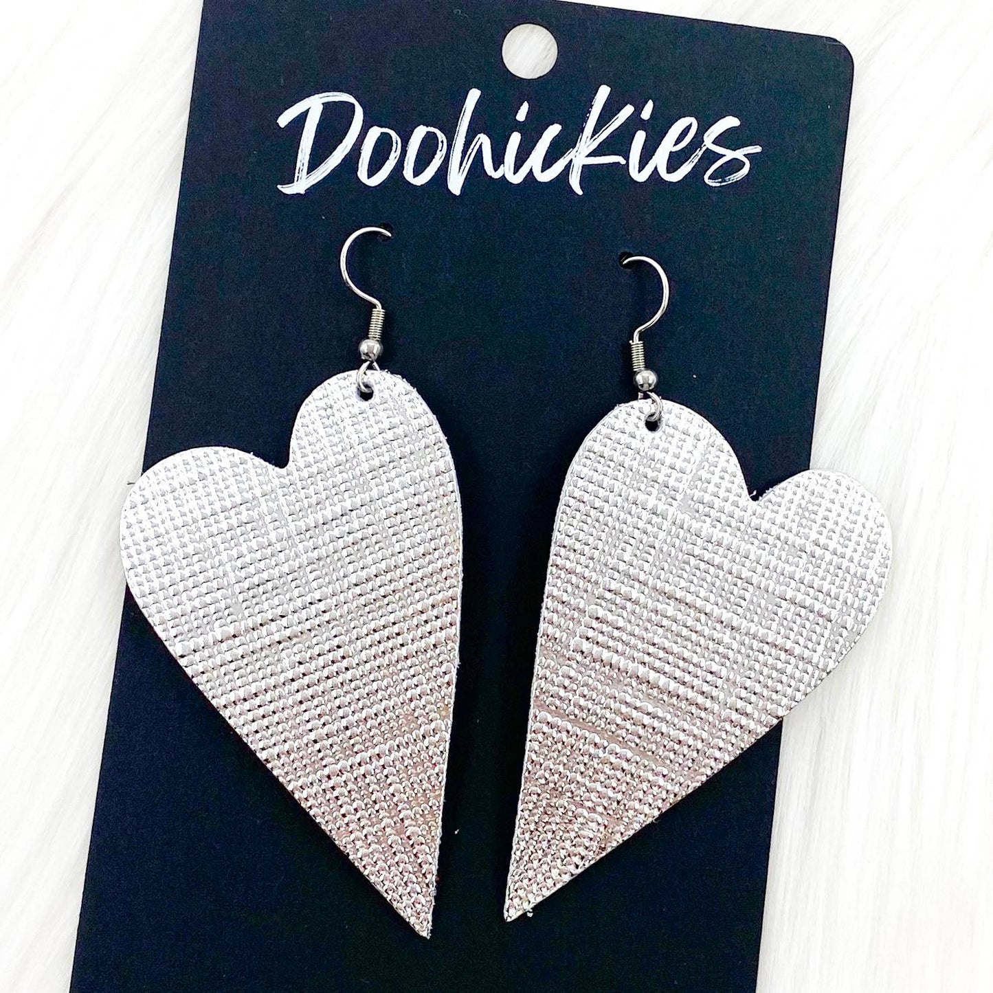 Saffiano Leather Hearts -Valentine's Earrings by Doohickies Wholesale