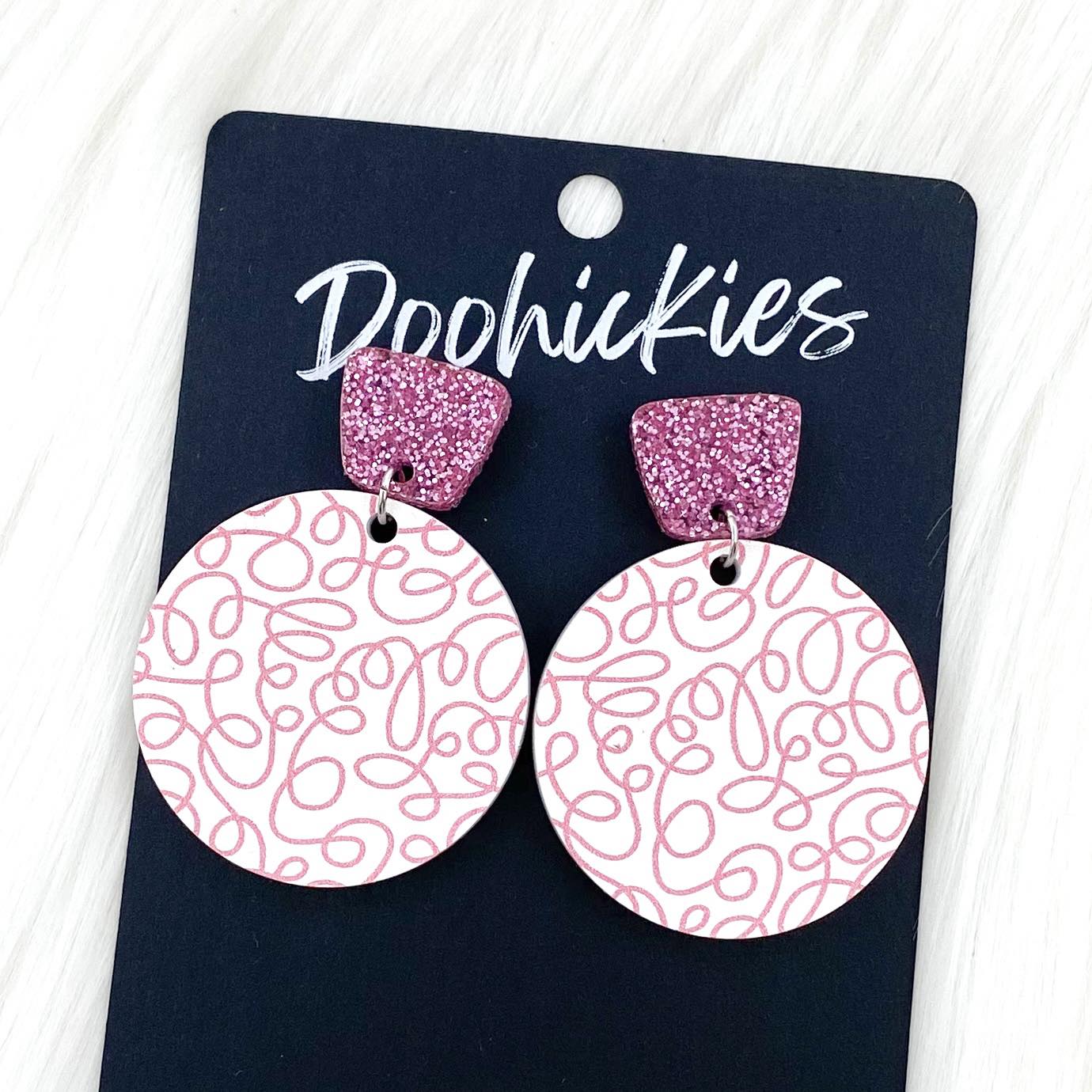 2" Swirly Piggyback Acrylics -Valentine's Earrings by Doohickies Wholesale