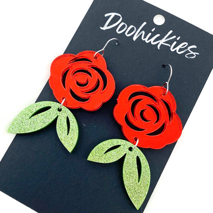 The Final Rose -Valentine Acrylic Earrings by Doohickies Wholesale