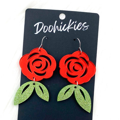 The Final Rose -Valentine Acrylic Earrings by Doohickies Wholesale