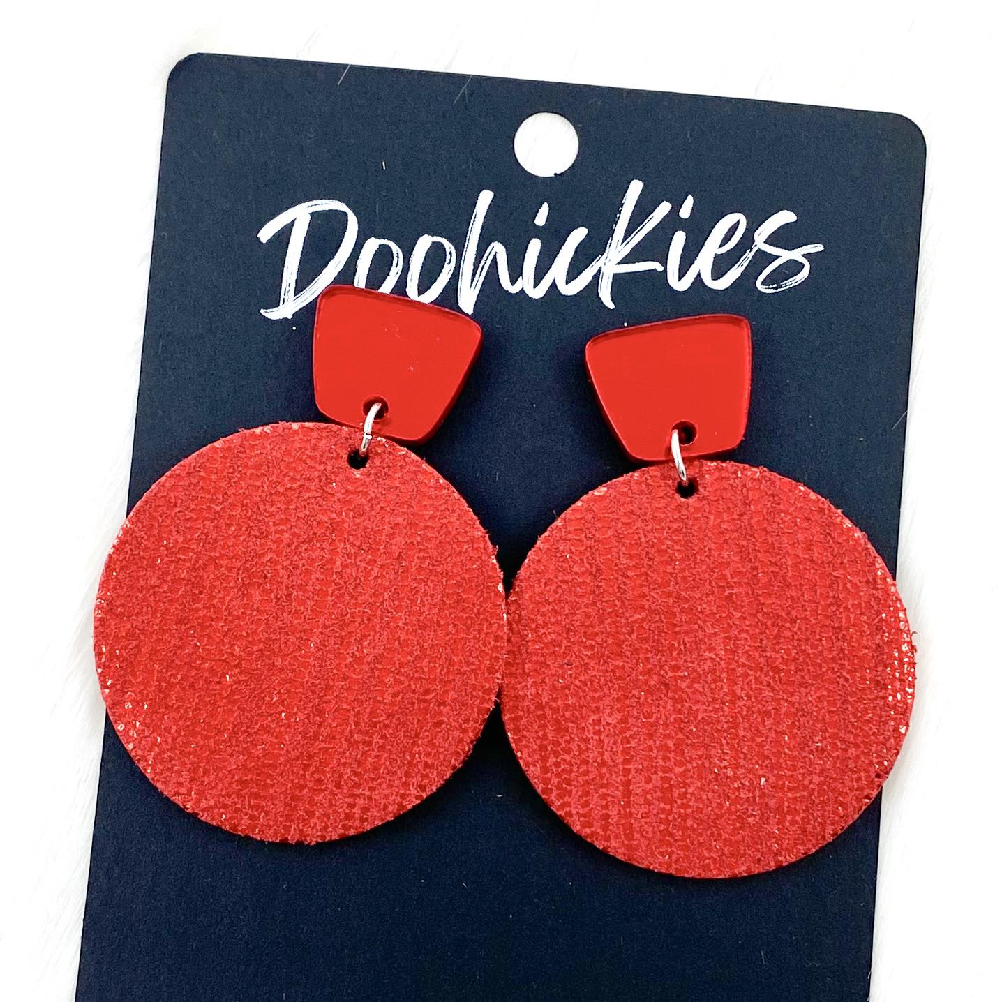 2" Shimmer Rain Piggy Dangles -Valentine's Leather Earrings by Doohickies Wholesale