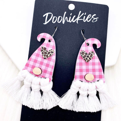 2.75" Love Gnome Macrame - Valentines Earrings by Doohickies Wholesale