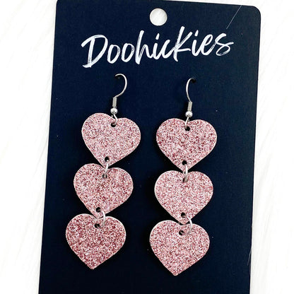 Triple Glitter Heart Drops by Doohickies Wholesale