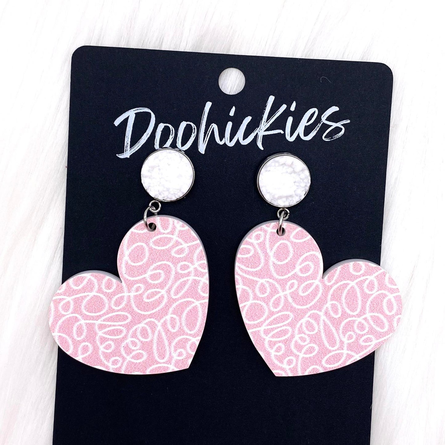 2" Scrolling Heart Dangles -Valentine Acrylics by Doohickies Wholesale