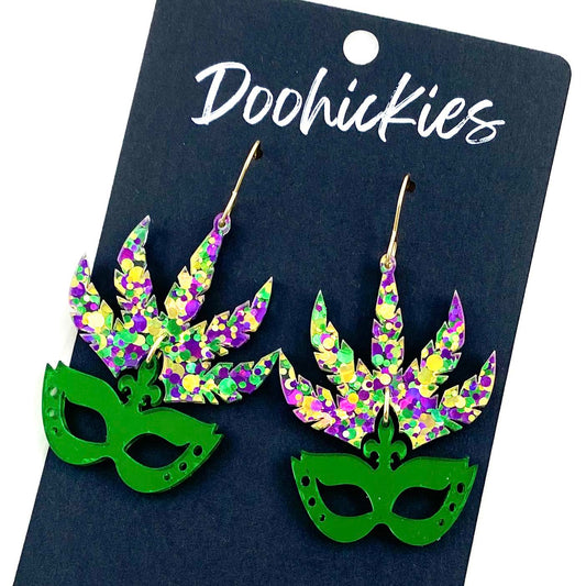 2" Mardi Gras Mask - Earrings by Doohickies Wholesale