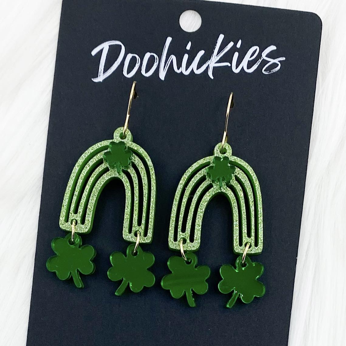 2" Lucky Layered Rainbows -St. Paddy Acrylic Earrings by Doohickies Wholesale